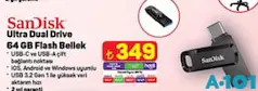 SANDİSK ULTRA DUAL DRİVE 64 GB FLASH BELLEK SANDİSK ULTRA DUAL DRİVE 64 GB FLASH BELLEK
